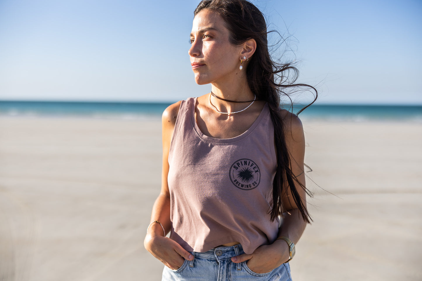 Spinifex Brewery Cable Beach Cropped Tank Top